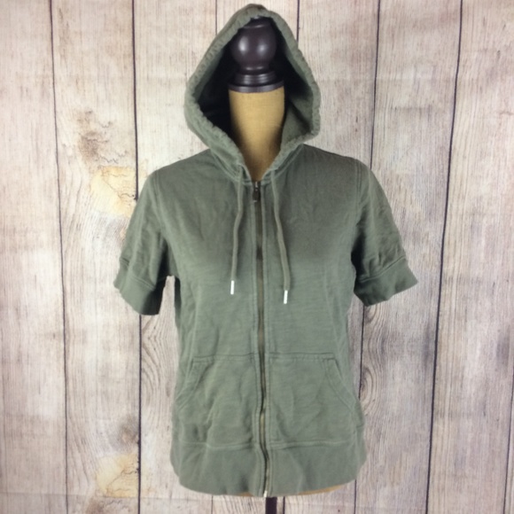 Eddie Bauer Tops - Eddie Bauer Short Sleeve Hooded Zip Sweatshirt ~ L